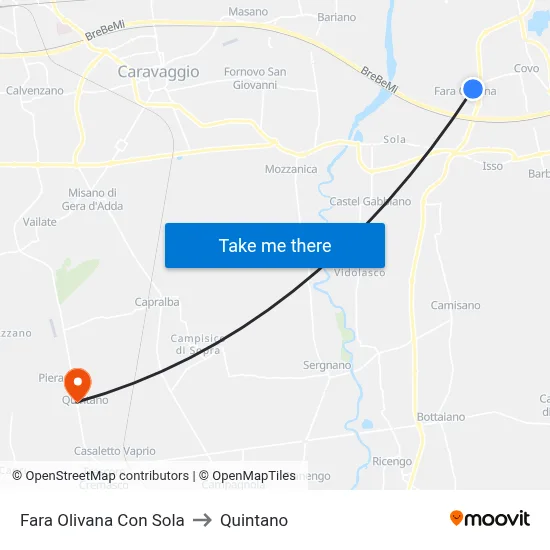 Fara Olivana Con Sola to Quintano map