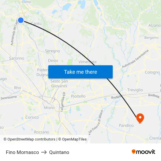 Fino Mornasco to Quintano map