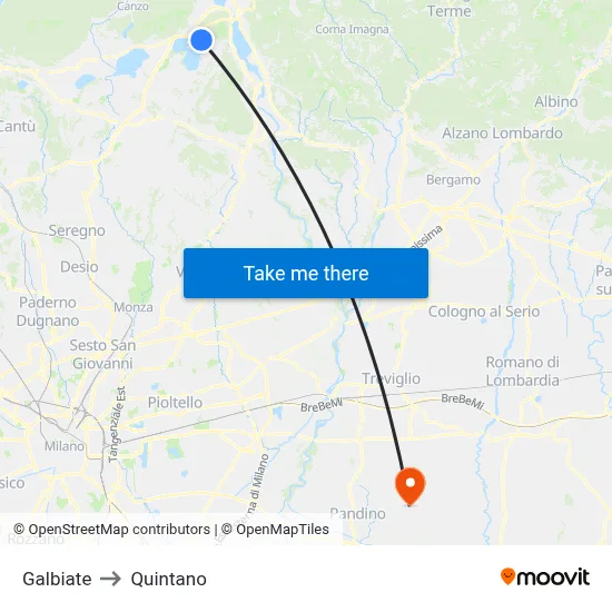 Galbiate to Quintano map