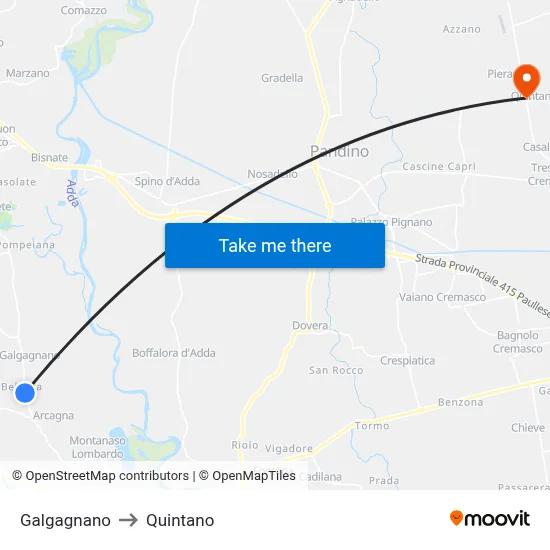 Galgagnano to Quintano map