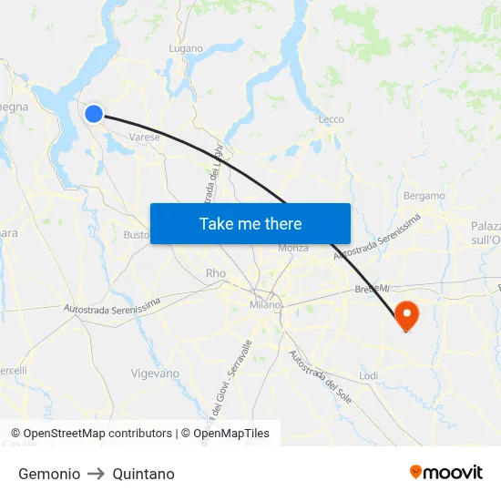 Gemonio to Quintano map