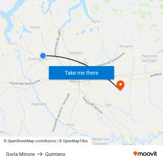 Gorla Minore to Quintano map