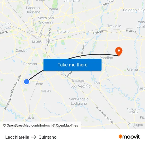 Lacchiarella to Quintano map