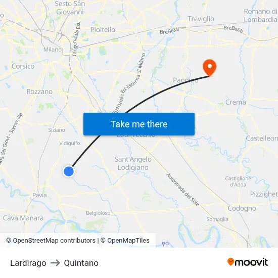 Lardirago to Quintano map