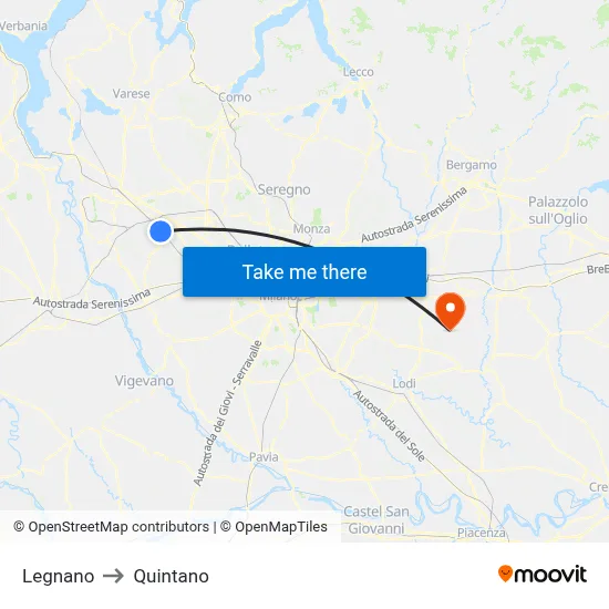 Legnano to Quintano map