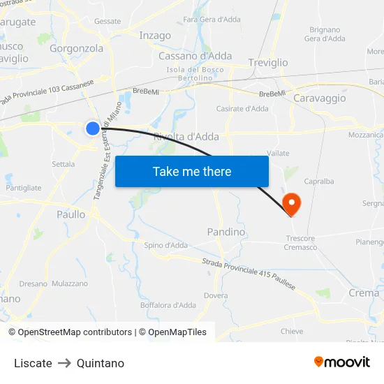 Liscate to Quintano map