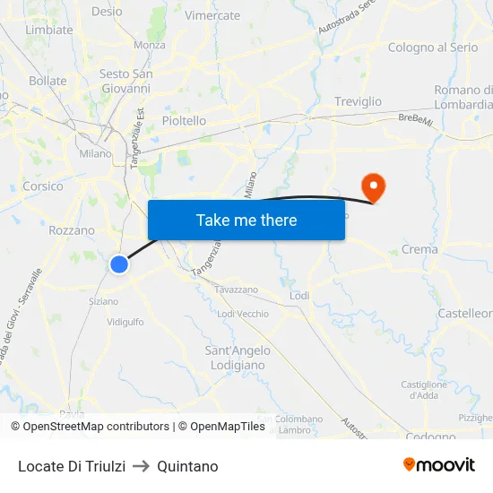 Locate di Triulzi to Quintano map
