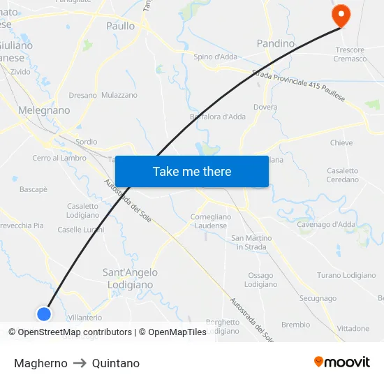 Magherno to Quintano map