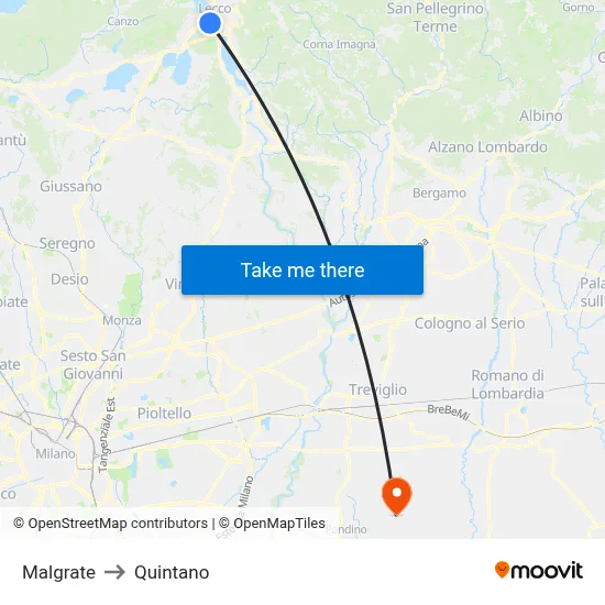 Malgrate to Quintano map
