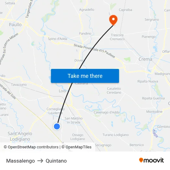 Massalengo to Quintano map