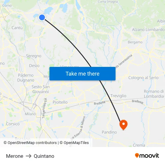 Merone to Quintano map