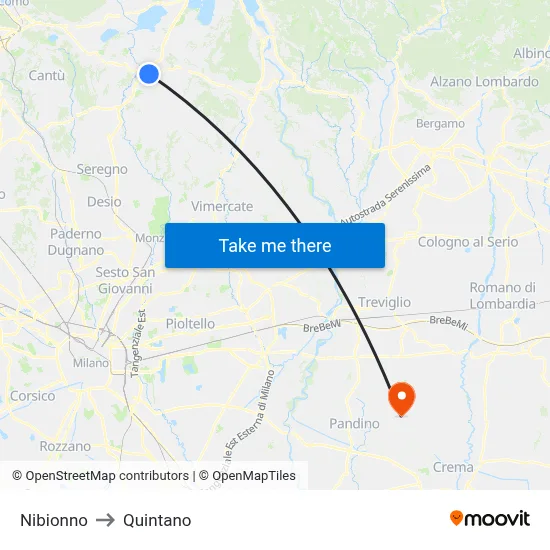 Nibionno to Quintano map