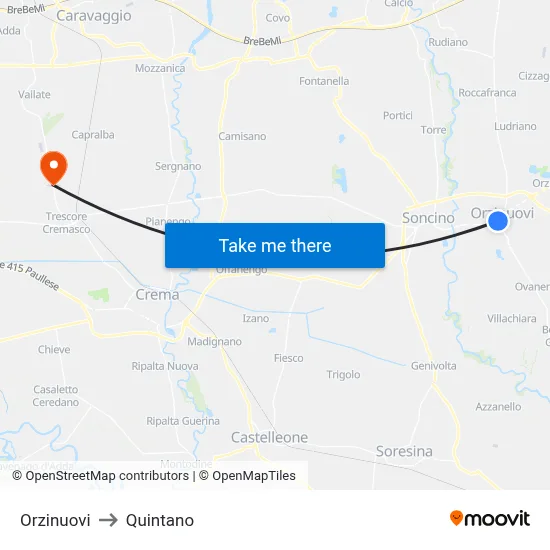 Orzinuovi to Quintano map
