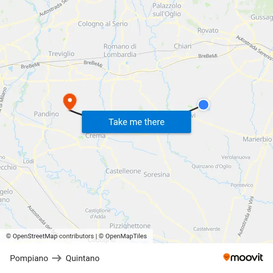 Pompiano to Quintano map