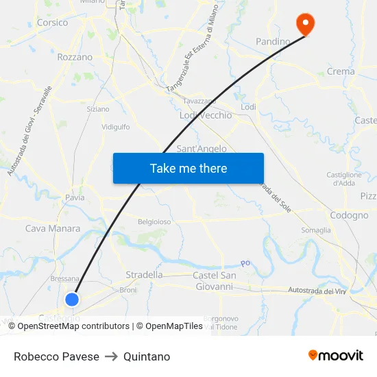Robecco Pavese to Quintano map