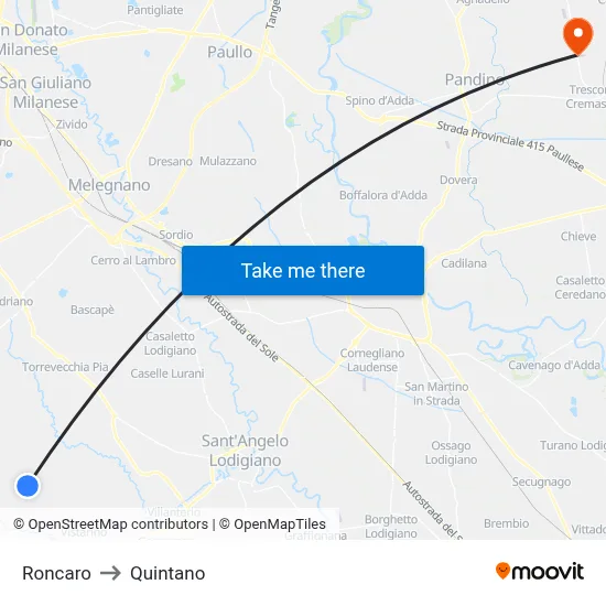 Roncaro to Quintano map