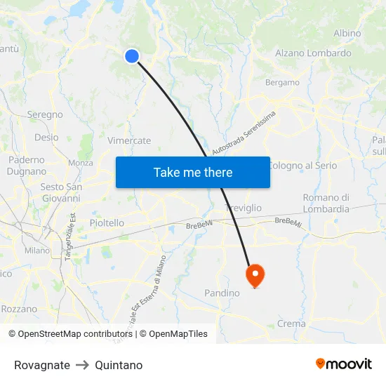 Rovagnate to Quintano map