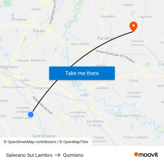 Salerano Sul Lambro to Quintano map