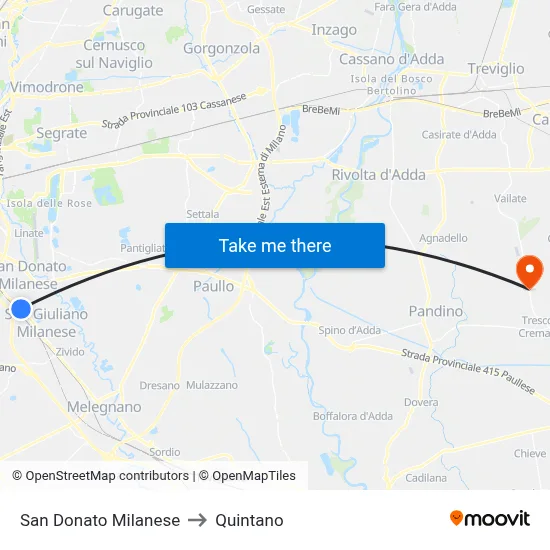 San Donato Milanese to Quintano map