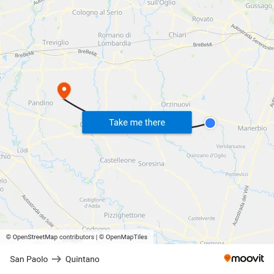 San Paolo to Quintano map