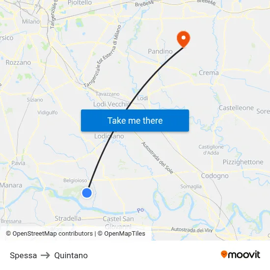 Spessa to Quintano map
