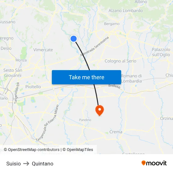 Suisio to Quintano map