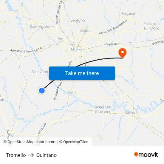 Tromello to Quintano map