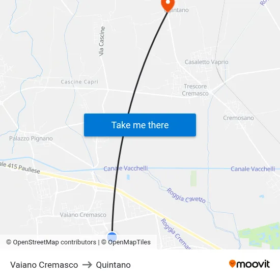 Vaiano Cremasco to Quintano map