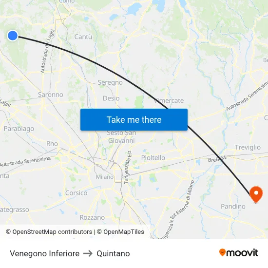 Venegono Inferiore to Quintano map