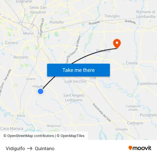 Vidigulfo to Quintano map