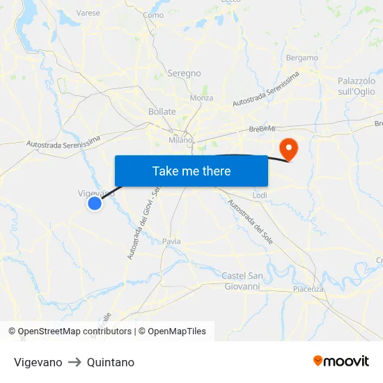 Vigevano to Quintano map