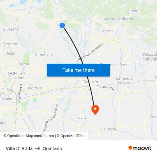 Villa D' Adda to Quintano map