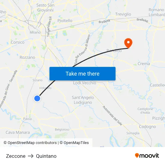 Zeccone to Quintano map