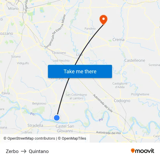 Zerbo to Quintano map