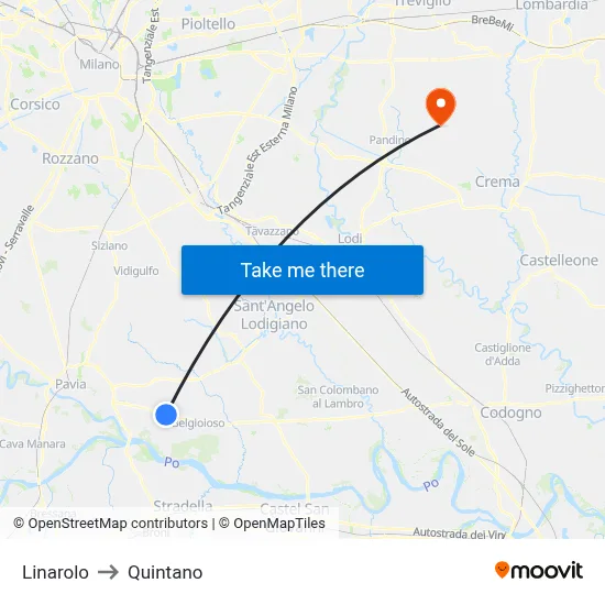 Linarolo to Quintano map