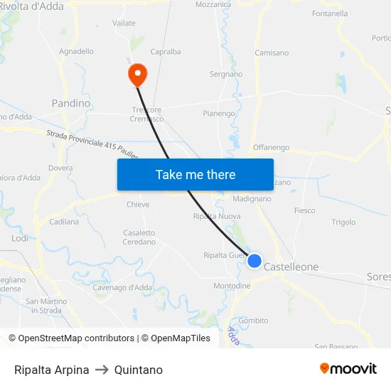 Ripalta Arpina to Quintano map