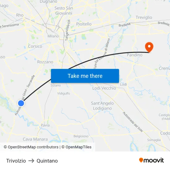 Trivolzio to Quintano map