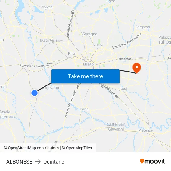 Albonese to Quintano map
