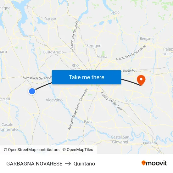 Garbagna Novarese to Quintano map