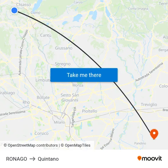 Ronago to Quintano map