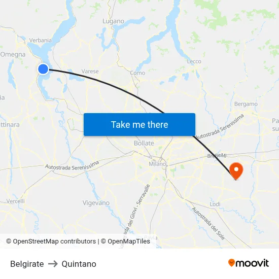 Belgirate to Quintano map