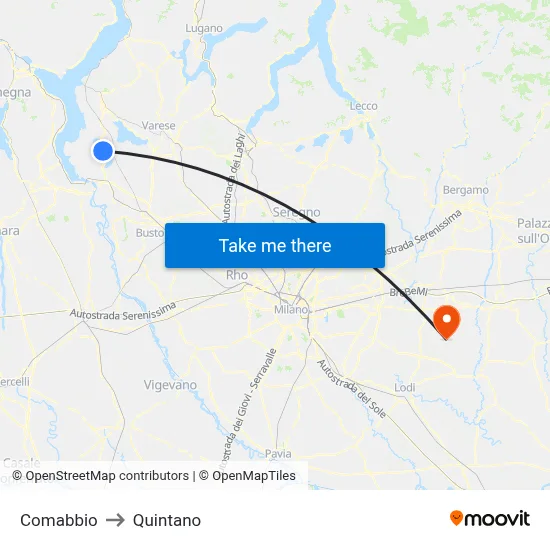 Comabbio to Quintano map
