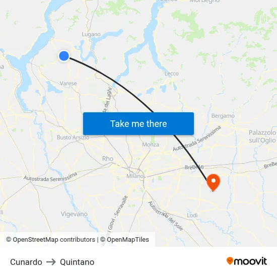 Cunardo to Quintano map