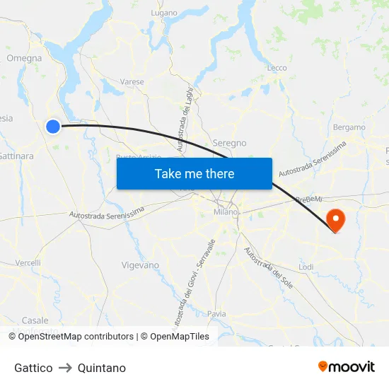 Gattico to Quintano map