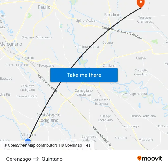 Gerenzago to Quintano map