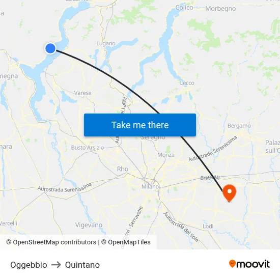 Oggebbio to Quintano map