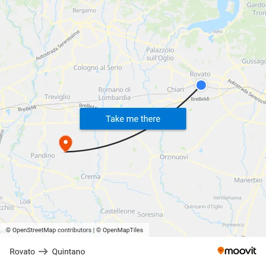 Rovato to Quintano map