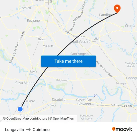 Lungavilla to Quintano map