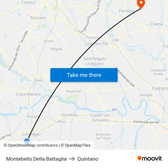 Montebello Della Battaglia to Quintano map