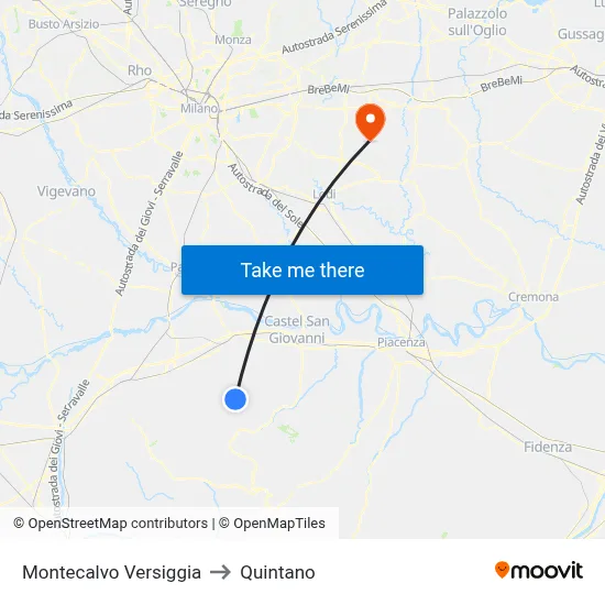 Montecalvo Versiggia to Quintano map